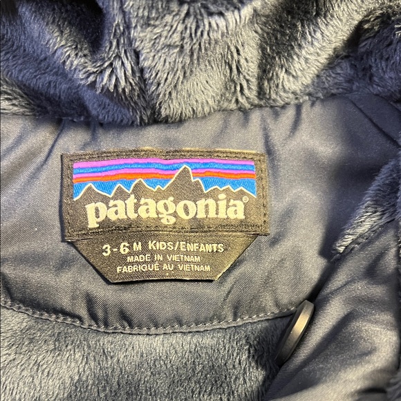Patagonia Navy Quilted Puffer Hooded Jacket 3-6 month size unisex - Picture 4 of 7